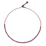 Jasper and brass beaded necklace, 'Strong Orbs' - Handcrafted Jasper and Brass Beaded Necklace from Thailand