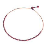 Jasper and brass beaded necklace, 'Strong Orbs' - Handcrafted Jasper and Brass Beaded Necklace from Thailand