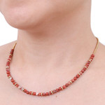 Jasper and brass beaded necklace, 'Strong Orbs' - Handcrafted Jasper and Brass Beaded Necklace from Thailand