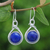 Lapis lazuli dangle earrings, 'Lapis Knot' - Knot Pattern Lapis Lazuli Dangle Earrings from Thailand