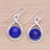 Lapis lazuli dangle earrings, 'Lapis Knot' - Knot Pattern Lapis Lazuli Dangle Earrings from Thailand