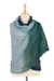 Batik cotton scarf, 'Vibrant Glam' - Hand-Spun Dyed Wrinkled Batik Cotton Scarf in Blue and Green