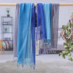 Bufandas de algodón Batik, (par) - Dos bufandas de algodón Batik hilado a mano y teñidas de gris y azul