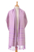 Cotton shawl, 'Sweet Yok Dok' - Striped Purple 100% Cotton Yok Dok Shawl with Fringes