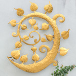 Gold foil and iron wall art, 'Bodhi Nature' - Inspirational Handmade Leafy Gold Foil and Iron Wall Art