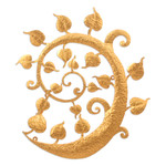 Gold foil and iron wall art, 'Bodhi Nature' - Inspirational Handmade Leafy Gold Foil and Iron Wall Art