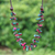 Wood and coconut shell beaded strand necklace, 'Fragments of Fantasy' - Painted Turquoise and Fuchsia Beaded Three-Strand Necklace