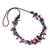 Wood and coconut shell beaded strand necklace, 'Fragments of Fantasy' - Painted Turquoise and Fuchsia Beaded Three-Strand Necklace