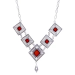 Carnelian link pendant necklace, 'Fiery Prima Donna' - Natural Carnelian Cabochon Link Pendant Necklace