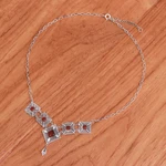 Carnelian link pendant necklace, 'Fiery Prima Donna' - Natural Carnelian Cabochon Link Pendant Necklace