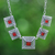 Carnelian link pendant necklace, 'Autumn Majesty' - Natural Carnelian Link Necklace with Square Pendants