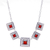 Carnelian link pendant necklace, 'Autumn Majesty' - Natural Carnelian Link Necklace with Square Pendants