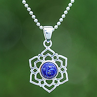 Lapis lazuli pendant necklace, Frozen Majesty