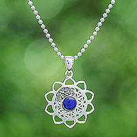 Lapis lazuli pendant necklace, Blooming in Blue