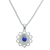 Lapis lazuli pendant necklace, 'Blooming in Blue' - Openwork Lapis Lazuli Silver Chakra Floral Pendant Necklace