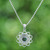 Reconstituted turquoise pendant necklace, 'Blooming in Green' - Reconstituted Turquoise Silver Floral Pendant Necklace