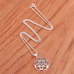 Multi-gemstone pendant necklace, 'Colorful Bloom' - Openwork Multi-Gemstone Chakra Floral Pendant Necklace