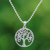 Garnet pendant necklace, 'Vibrant Tree of Life' - Silver Tree of Life Pendant Necklace with Garnet Stones