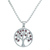 Garnet pendant necklace, 'Vibrant Tree of Life' - Silver Tree of Life Pendant Necklace with Garnet Stones