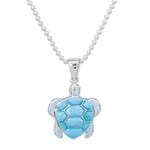 Larimar pendant necklace, 'Seaside Friend' - Larimar Sterling Silver Sea Turtle-Themed Pendant Necklace