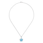 Larimar pendant necklace, 'Seaside Friend' - Larimar Sterling Silver Sea Turtle-Themed Pendant Necklace