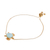 Gold-plated larimar pendant bracelet, 'Ocean Bound Glow' - 24k Gold-Plated Larimar Sea Turtle-Themed Pendant Bracelet