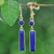 Gold-plated lapis lazuli dangle earrings, 'Vivid Magic' - Modern 18k Gold-Plated Lapis Lazuli Bar Dangle Earrings