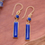 Gold-plated lapis lazuli dangle earrings, 'Vivid Magic' - Modern 18k Gold-Plated Lapis Lazuli Bar Dangle Earrings