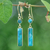 Gold-plated reconstituted turquoise dangle earrings, 'Glam Magic' - Gold-Plated Reconstituted Turquoise Bar Dangle Earrings