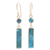 Gold-plated reconstituted turquoise dangle earrings, 'Glam Magic' - Gold-Plated Reconstituted Turquoise Bar Dangle Earrings