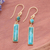 Gold-plated reconstituted turquoise dangle earrings, 'Glam Magic' - Gold-Plated Reconstituted Turquoise Bar Dangle Earrings