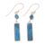 Gold-plated reconstituted turquoise dangle earrings, 'Glam Magic' - Gold-Plated Reconstituted Turquoise Bar Dangle Earrings