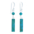 Reconstituted turquoise dangle earrings, 'Marvelous Magic' - Modern Reconstituted Turquoise Silver Bar Dangle Earrings