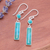 Reconstituted turquoise dangle earrings, 'Marvelous Magic' - Modern Reconstituted Turquoise Silver Bar Dangle Earrings