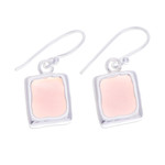 Opal dangle earrings, 'Pink Cool Squares' - Modern Pink Opal Sterling Silver Square Dangle Earrings