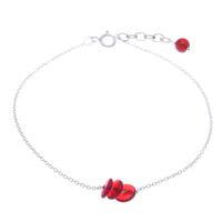Carnelian charm anklet, 'Wheels of Fieriness' - Natural Carnelian and Sterling Silver Charm Anklet