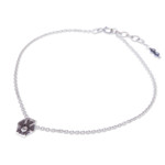 Hematite charm anklet, 'Petals in Balance' - Floral Natural Hematite and Karen Silver Charm Anklet