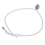 Hematite charm anklet, 'Petals in Balance' - Floral Natural Hematite and Karen Silver Charm Anklet