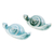 Celadon ceramic figurines, 'Patient Destiny' (pair) - Pair of Crackled Blue Celadon Ceramic Snail Figurines