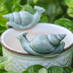 Celadon ceramic figurines, 'Tranquil Shells' (pair) - Pair of Crackled Celadon Ceramic Snail Figurines in Blue