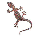 Iron wall art, 'Festive Scales' - Handcrafted Tropical-Inspired Iron Gecko Wall Art