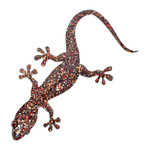 Iron wall art, 'Festive Scales' - Handcrafted Tropical-Inspired Iron Gecko Wall Art