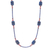 Lapis lazuli and garnet beaded long station necklace, 'Midnight Touch' - Long Station Necklace with Lapis Lazuli and Garnet Stones