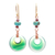 Onyx and garnet dangle earrings, 'Island Loops' - Tropical Glam-Themed Green Onyx and Garnet Dangle Earrings