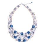 Glass beaded choker necklace, 'Crystallized Blue Nights' - Blue Glass Beaded Choker Necklace Handmade in Thailand