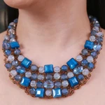 Glass beaded choker necklace, 'Crystallized Blue Nights' - Blue Glass Beaded Choker Necklace Handmade in Thailand