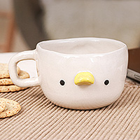 Ceramic espresso cup, 'Duck Demitasse' - Artisan-Made Duck-Themed Ceramic Espresso Cup from Thailand