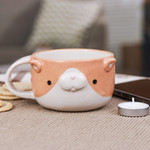 Ceramic cup, 'Cat's Elixir' - Whimsical 6 oz Ceramic Orange Cat Cup with a Glossy Finish