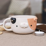 Ceramic cup, 'Calico Elixir' - Whimsical 6 oz Ceramic Calico Cat Cup with a Glossy Finish