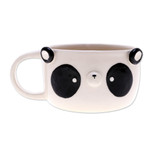 Ceramic cup, 'Panda Elixir' - Hand Painted 6 oz Ceramic Panda Cup with a Glossy Finish